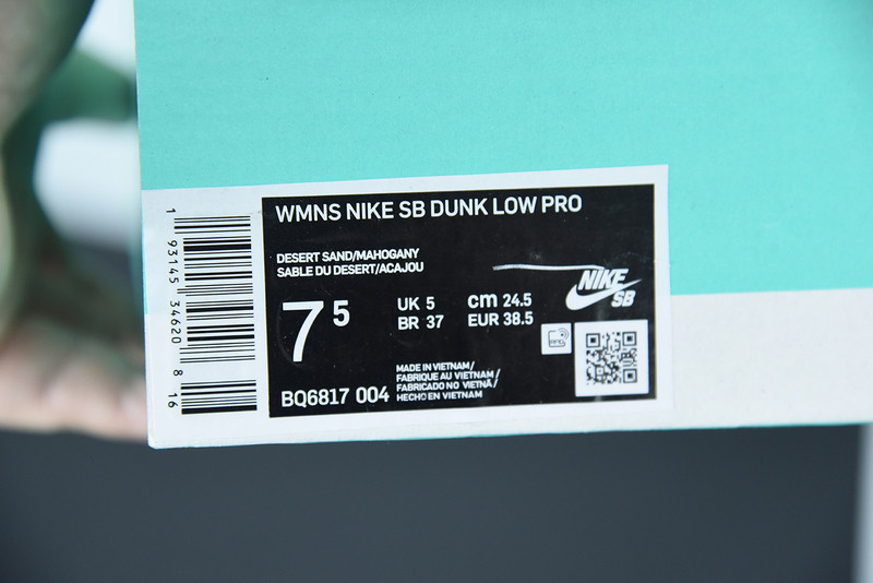 nike sb dunk low desert sand mahogany bq6817-004